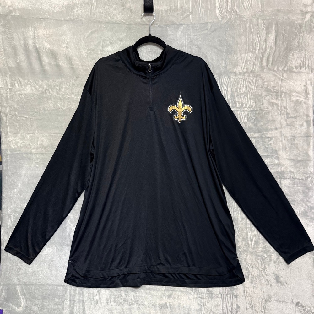 New Orleans Saints Fanatics Quarter Zip Pullover Mens 2XL Black NFL Football